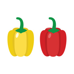 Red and yellow peppers isolated on a white background