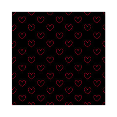 Red heart pattern on black background. Seamless pattern for graphic design, fabric, or paper.