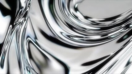 Flowing silver chrome liquid metal forms abstract waves and ripples. This sleek animation creates a modern, metallic effect. Perfect for luxury themes, tech visuals, or elegant backgrounds - Powered by Adobe