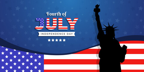 Independence Day 4th of July banner design | USA patriotic flag and fireworks for social media promotion and web graphics