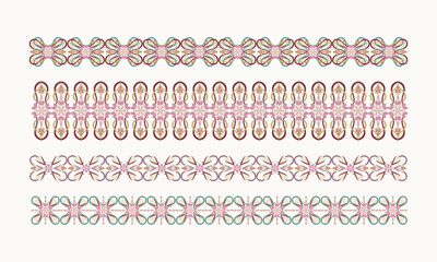 Pastel Ethnic Border Collection – Soft Colored Decorative Vector Trim Set