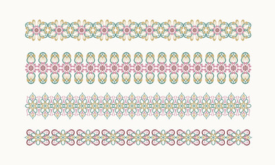 Colorful Ethnic Border Set – Seamless Decorative Vector Ornaments