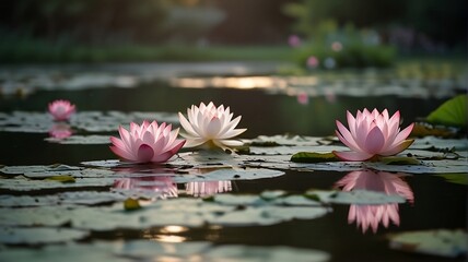 Lotus flower in pond