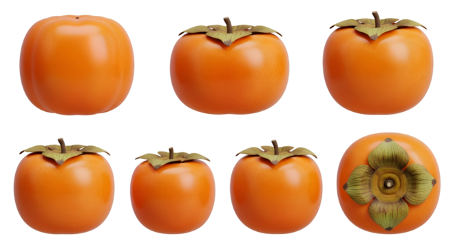 Showcase of Ripe Persimmons:  Transparent Background Images, Perfect for Designs