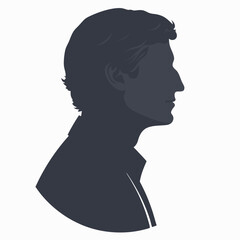Dark silhouette of a man in profile view against a plain background  