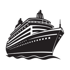 Obraz premium vector-of-silhouette-of-cruise-ship-on-the-white-b (1).eps
