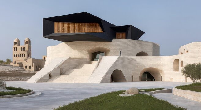 Modern Architectural Design with Unique Geometric Features