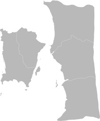 Obraz premium Pulau Pinang, Malaysia – administrative vector map with level 2 district boundaries (Web Mercator projection, PPT-compatible & fully editable)