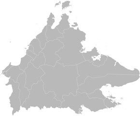Sabah, Malaysia – administrative vector map with level 2 district boundaries (Web Mercator projection, PPT-compatible & fully editable)