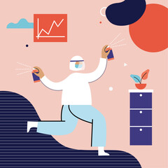 Hospital, doctor, medical care, flat cartoon vector illustration