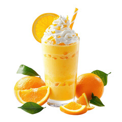 Refreshing orange creamsicle smoothie isolated on transparent background
