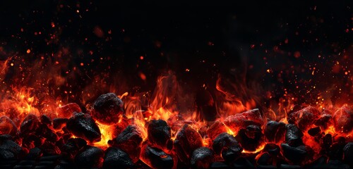 Fiery Embers Glowing Coals and Intense Flames