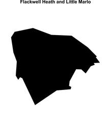 Flackwell Heath and Little Marlo (England) blank outline map