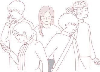 A diverse group of young individuals, each engaged in their own activities, showcasing modern youth culture.