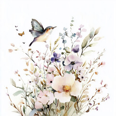 Png butterfly boho floral watercolor illustration