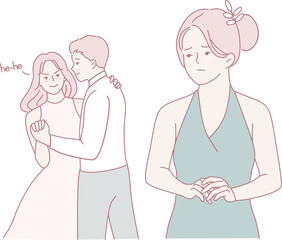 A scene of intense jealousy and sadness at a dance, showing unreciprocated feelings between two individuals