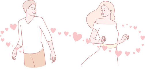 A colorful illustration showing the love and deep connection between two charming characters with hearts