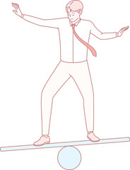 A businessman skillfully balancing on a tightrope, symbolizing risk and stability in business environments.