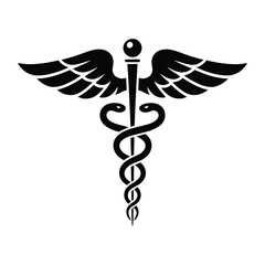 Asclepius’s Wand – Health Symbol Vector Art in Black

