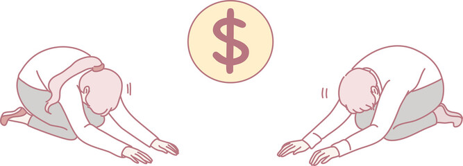 An illustration shows individuals needing financial help, highlighting their struggles and urgent situation