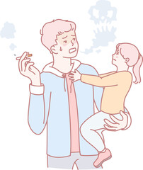 A worried parent faces the difficult dilemma of smoking while they are responsibly holding their child