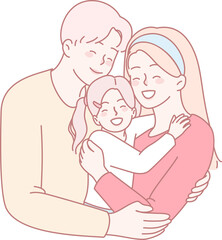 A vibrant and joyful family portrait highlighting the love and togetherness of its members in a simplistic design