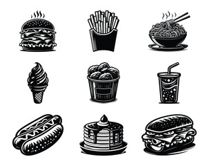 Fast food set bundle collection vector illustration isolated on a white background