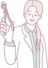 A friendly and experienced dentist smiles confidently while holding dental pliers, symbolizing superb dental care