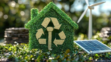 Eco-friendly home model with renewable energy sources