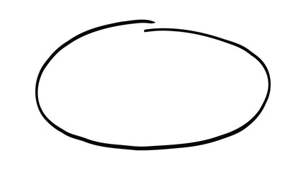 Simple black oval shape drawn on a white background, creating a minimalist frame for text or design elements, effectively highlighting important information or ideas