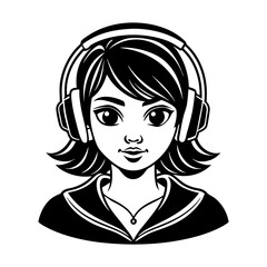girl headphones vector art silhouette