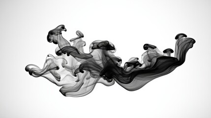 Fluid Abstract Art of Black Ink Swirling in Water