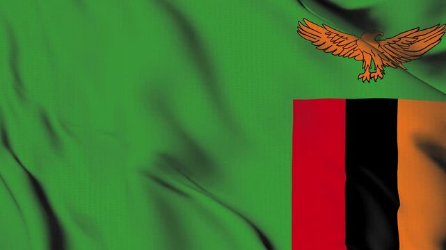 The Zambia country flag waves in the wind.