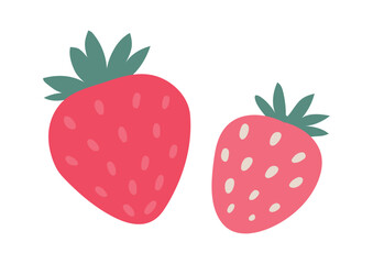 Two pink strawberries with green leaves represent healthy eating, freshness, and the sweetness of summer fruits, perfect for promoting a healthy lifestyle
