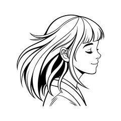 girl side bangs vector art silhouette