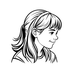 girl side bangs vector art silhouette