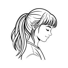 girl side bangs vector art silhouette