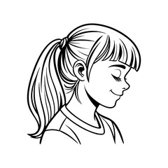 girl side bangs vector art silhouette