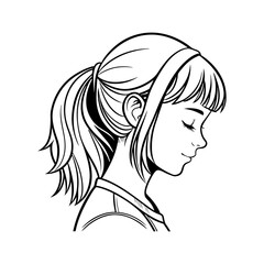 girl side bangs vector art silhouette