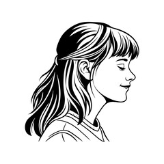 girl side bangs vector art silhouette