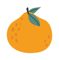 Ripe mandarin with green leaves, showcasing its vibrant color, textured skin, and promise of refreshing flavor, perfect for healthy eating and visual appeal