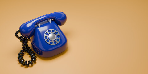 Retro Phone 3d illustration. 3d render. Space for text.