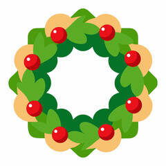 christmas wreath with holly berries