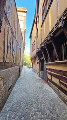narrow street in rouen Normandy capital france 