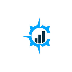 Blue Compass Rose Encircling Growth Chart Logo