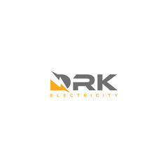 DRK Electricity Logo: Modern Grey and Yellow Initials with Lightning Bolt Design