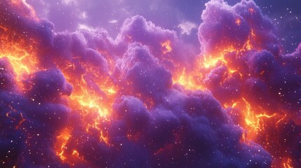 Obraz premium Fiery, vibrant clouds ignite the twilight sky