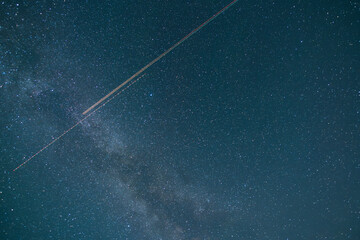 Beautiful bright Milky Way on the starry sky.  Astronomical background.