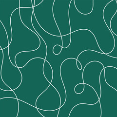 Thread line seamless pattern. Curvy intersections of ropes in organic smooth print. Abstract squiggly modern background with continuous lines.