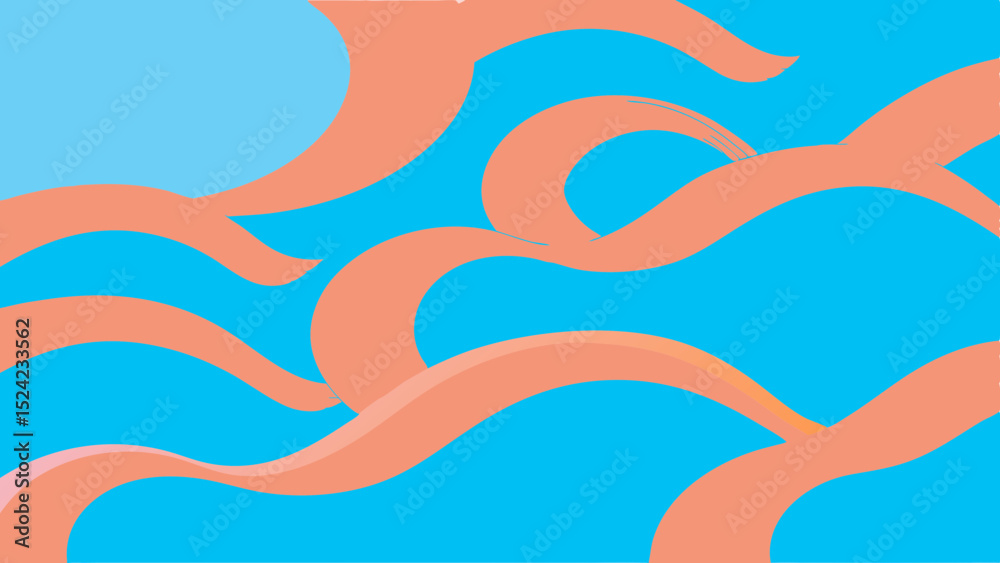 Poster abstract background featuring orange wavy lines against a light blue backdrop creating a dynamic pat